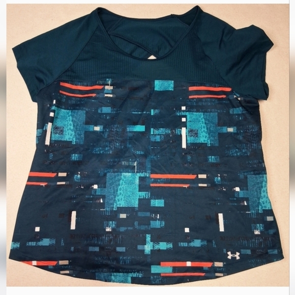 Under Armour Blue and Red Patterned Tee - Picture 3 of 3